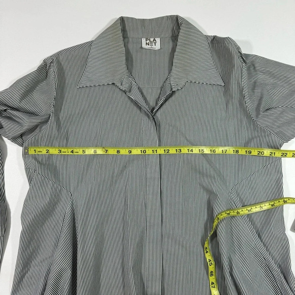 Planet Lauren G Cotton Smock Shirt Stripes Pockets - Picture 9 of 9